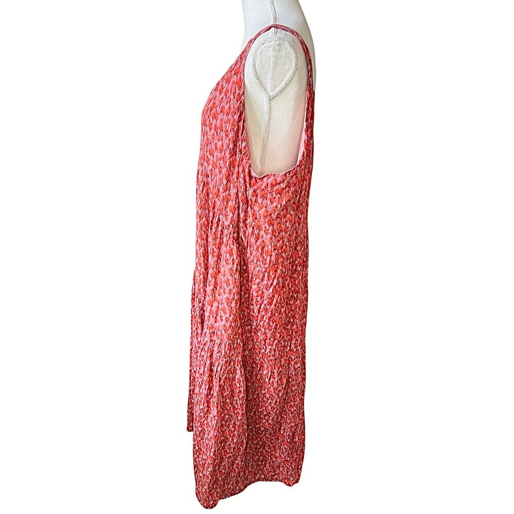 Joie Bondi Tiered Sundress Maxi Midi Dress red cheetah print 100% cotton - Picture 5 of 10